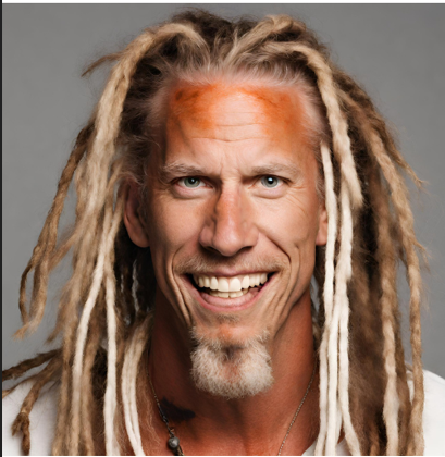 AI-Generated image of a "Florida Man" with dreadlocks and an orange-tinged face.