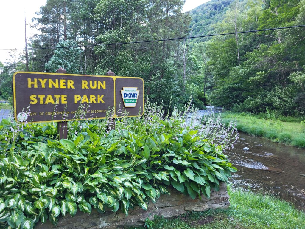 Entrance sign to the Hyner Run State Park Campground